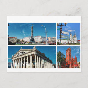 Weißrussland Minsk Architektur Collage Postkarte