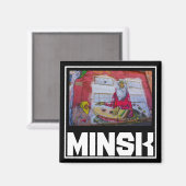 Weißrussland Minsk Architektur Stadtbild Graffiti Magnet (Vorderseite/Rückseite)