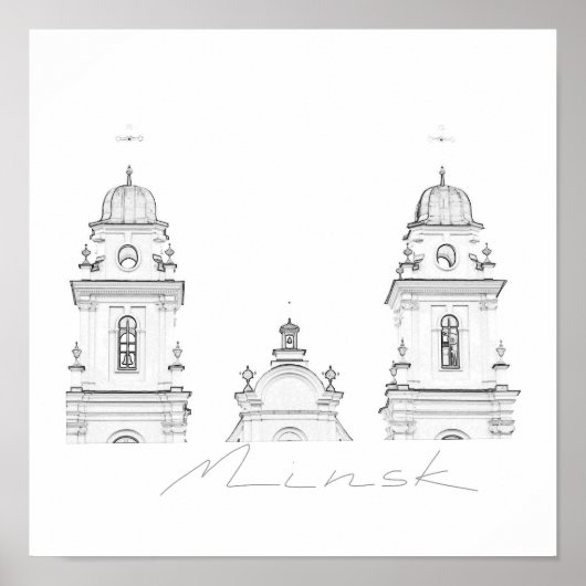 Weißrussland Minsk Styized Architecture Sketch Pos Poster (Vorne)