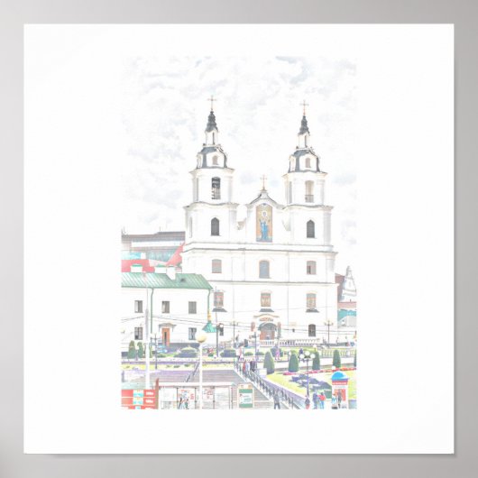 Weißrussland Minsk Styized Architecture Sketch Pos Poster (Vorne)