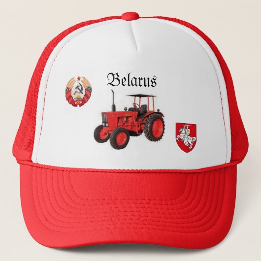 Weißrussland-Traktor-Hut Truckerkappe (Vorderseite)