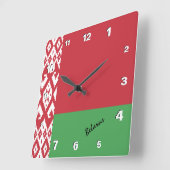 Weißrussland-Uhr, patriotische Zuhause, Weißrussla Quadratische Wanduhr (Winkel)