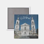 Weißrussland Vitebsk Stylized Architecture Magnet (Vorderseite/Rückseite)