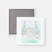 Weißrussland Vitebsk Stylized Architecture Magnet (Vorderseite/Rückseite)