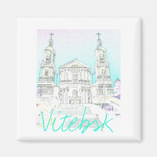 Weißrussland Vitebsk Stylized Architecture Magnet (Vorne)