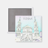 Weißrussland Vitebsk Stylized Architecture Magnet (Vorderseite/Rückseite)