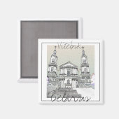 Weißrussland Vitebsk Stylized Architecture Magnet (Vorderseite/Rückseite)