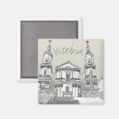 Weißrussland Vitebsk Stylized Architecture Magnet (Vorderseite/Rückseite)