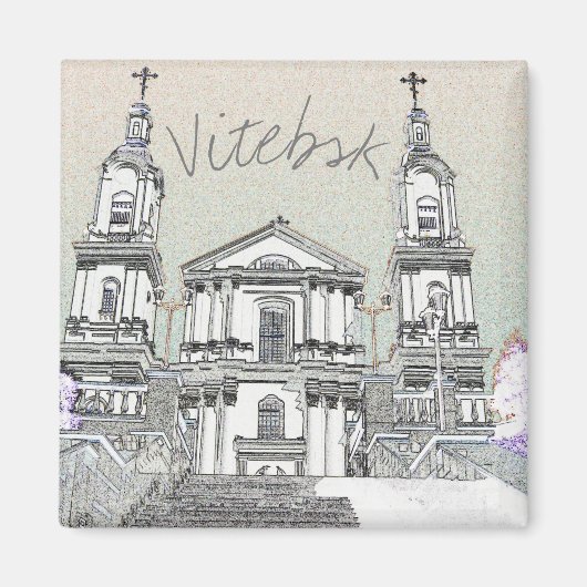 Weißrussland Vitebsk Stylized Architecture Magnet (Vorne)