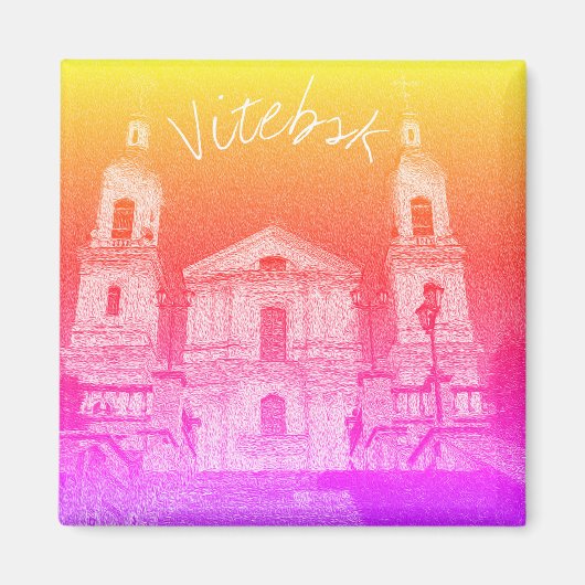 Weißrussland Vitebsk Stylized Architecture Magnet (Vorne)