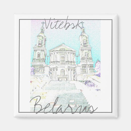 Weißrussland Vitebsk Stylized Architecture Magnet (Vorne)
