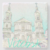 Weißrussland Vitebsk Stylized Architecture Sketch Steinuntersetzer (Vorderseite)