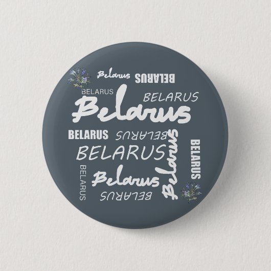 Weißrusslandische Blume Button (Vorderseite)