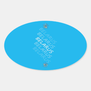 Weißrusslandische Blume Ovaler Aufkleber