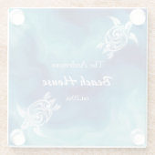 Weißschildkröten Blaue Wasserfarbe Eigener Text  Glasuntersetzer (Rückseite)