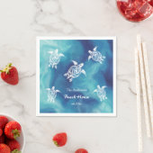 Weißschildkröten Blaue Wasserfarbe Eigener Text Serviette (Beispiel)