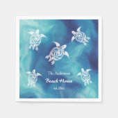 Weißschildkröten Blaue Wasserfarbe Eigener Text Serviette (Vorderseite)