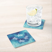 Weißschildkröten Blauer Ozean Wasserfarbe Rechteckiger Pappuntersetzer (Vor Ort)