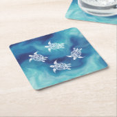 Weißschildkröten Blauer Ozean Wasserfarbe Rechteckiger Pappuntersetzer (angewinkelt)