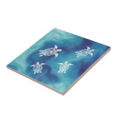 Weißschildkröten Blauer Ozean Wasserfarbenküste Fliese (Seite)