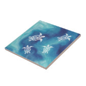 Weißschildkröten Blauer Ozean Wasserfarbenküste Fliese (Seite)