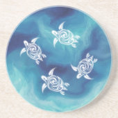 Weißschildkröten Blauer Ozean Wasserfarbenküste Getränkeuntersetzer (Vorne)