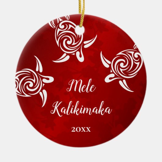 Weißschildkröten | Mele Kalikimaka | FOTO Keramik Ornament (Vorne)