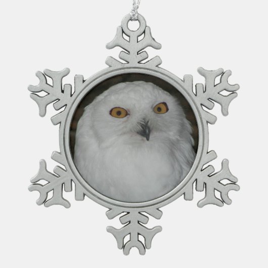 Weißschneeauge Foto Schneeflocken Zinn-Ornament (Vorderseite)