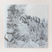 Weißschneebedeckte Tannenbäume Puzzle (Horizontal)