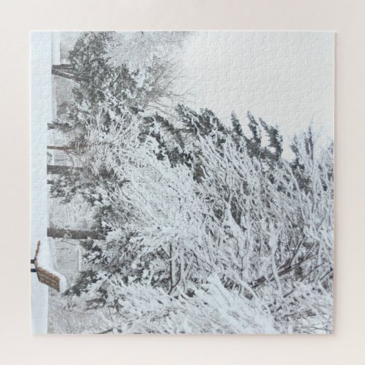 Weißschneebedeckte Tannenbäume Puzzle (Horizontal)