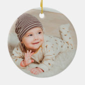 Weißschneeelegant Rot mein erstes Weihnachtsfest F Keramik Ornament (Hinten)