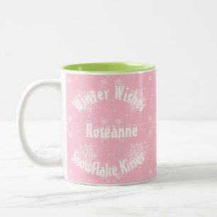 Weißschneeflocke auf Dusty-Rose Zweifarbige Tasse