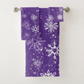 Weißschneeflocken Amethyst Lila Badhandtuch Set (Insitu)