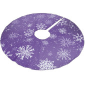 Weißschneeflocken Amethyst Lila Polyester Weihnachtsbaumdecke (Schrägansicht)