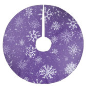 Weißschneeflocken Amethyst Lila Polyester Weihnachtsbaumdecke (Vorderseite)