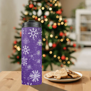 Weißschneeflocken Amethyst Lila Thermosbecher