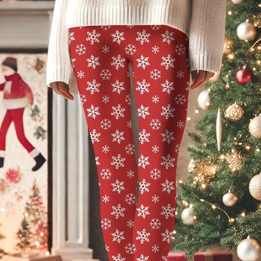 Weißschneeflocken auf Niedlichen Weihnachten Leggings