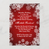 Weißschneeflocken auf rotem Brautparty Begleitkarte (Vorderseite)