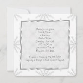 Weißschneeflocken Hochzeitskleid Brautparty Einladung (Rückseite)
