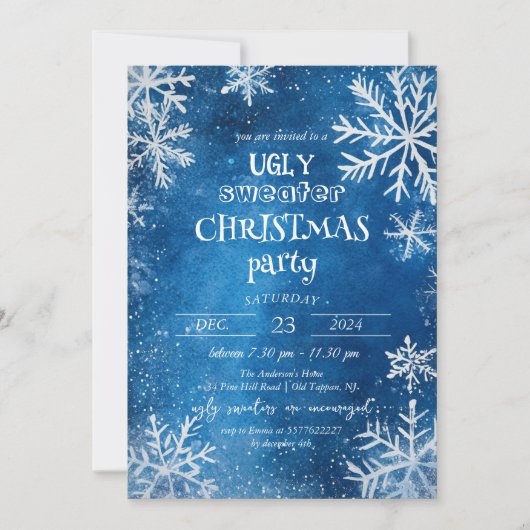 Weißschneeflocken Ugi Sweater Weihnachtsgebäck Par Einladung (Vorderseite)