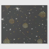 Weißschneeflocken und Goldbälle Geschenkpapier (Flach)