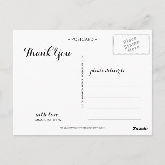 WEISSSCHRIPT | DANKE, DASS SIE POSTCARD GESCHICKT  POSTKARTE (Rückseite)