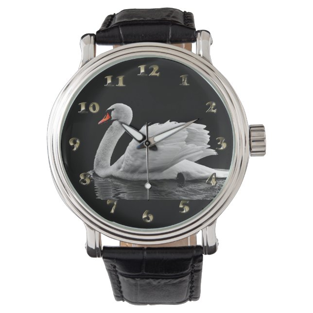 Weißschwan am See Armbanduhr (Vorderseite)