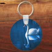 Weißschwan an der Schlüsselkette der blauen Gewäss Schlüsselanhänger (Vorderseite)