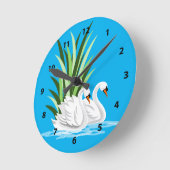 Weißschwan an Wasseruhren Runde Wanduhr (Winkel)