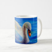 Weißschwan, Aquarellmalerei Kaffeetasse (VorderseiteRechts)