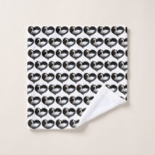 Weißschwan auf schwarz badhandtuch set (Waschlappen)