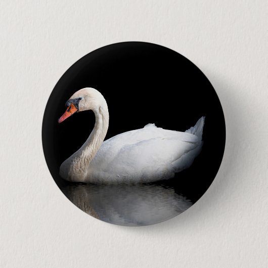 Weißschwan auf schwarz button (Vorderseite)