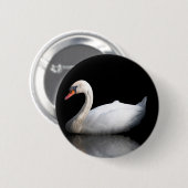 Weißschwan auf schwarz button (Vorne & Hinten)