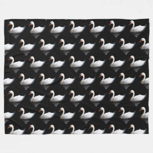 Weißschwan auf schwarz fleecedecke